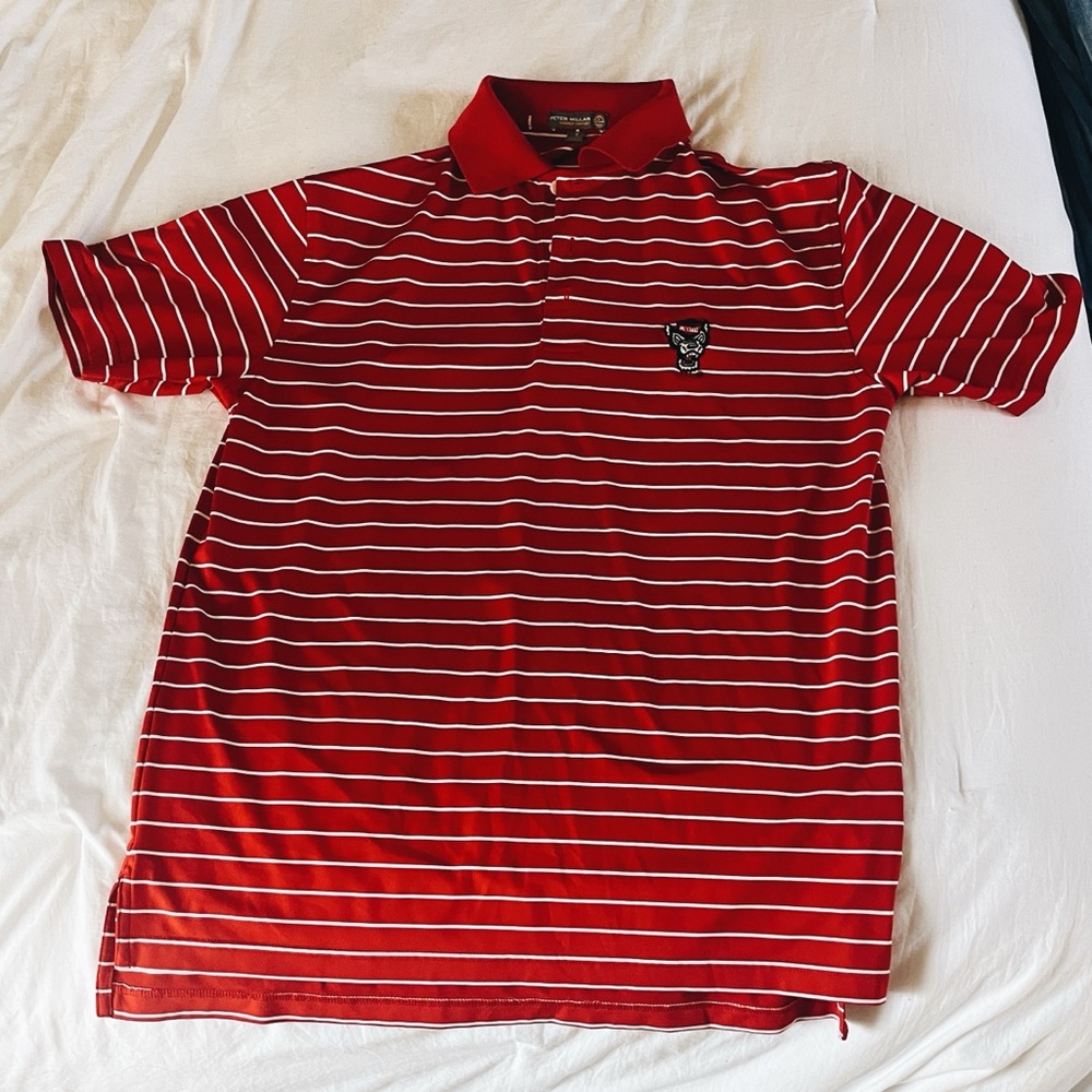 Peter Millar Red and White Polo Shirt Wolfpack